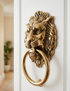 Timbre de Puerta Decorativo con Cabeza de León de Latón, Herraje de Entrada de Estilo Vintage, Timbre de Puerta Principal de Latón para Decoración del Hogar y Villas - Product Image 1