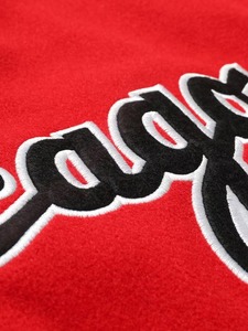 Custom Embroidered <b>Men's</b> Red White 100% Cotton Breathable Eco-Friendly High Street Varsity Baseball Letterman <b>Jacket</b> OEM - Product Image 3