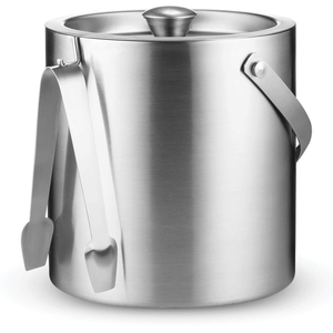 Double-Wall Stainless Steel Insulated Durable Classic Design 3Ltr Beer Ice <b>Bucket</b> <b>with</b> <b>Lid</b> and Ice Tong Great for Home Bar - Product Image 1