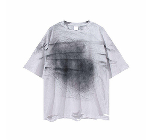 Custom <b>Tie</b> <b>Dye</b> Acid Wash Distressed T-<b>Shirt</b> Vintage Smudge Print Heavyweight Men Oversized Streetwear Tee Ripped Cotton Top - Product Image 1