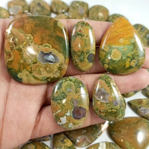 Cabochon de jaspe rhylite naturel en gros, pierre précieuse lisse et brute pour bijoux en argent - Product Image 3