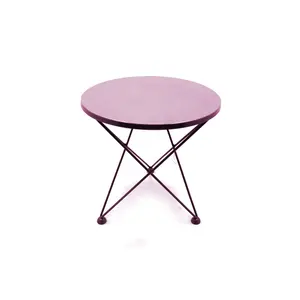 뜨거운 판매 금속 라운드 앉아 의자 핑크 3 다리 야외 테이블 현대 디자인 센터 커피 콘솔 사이드 테이블 장인 손 작업