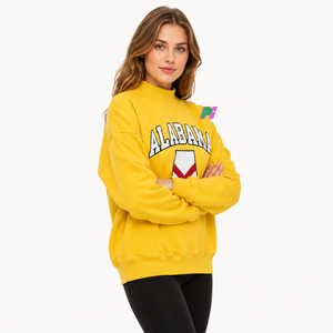 Sudadera de cuello alto para mujer Pook International con letras de aplique ALABAMA y mapa del estado, de forro polar grueso, oversize, 100% algodón - Product Image 2