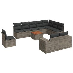 Gray Rattan <b>Garden</b> <b>Sofa</b> Set 6 Seater Outdoor Furniture Weather Resistant Contemporary Design - Product Image 4