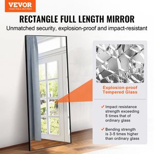Extra Large 71 X 31 <b>Rectangle</b> Tempered Glass Aluminum Alloy Full-Length <b>Wall</b> <b>Mirror</b> Hanging or Leaning Standing Option - Product Image 2