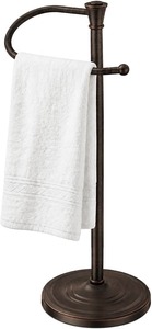 Traditional Golden <b>Standing</b> Towel Rack <b>With</b> Double Rings For Bathroom Use Decorative Black Metal Floor <b>Standing</b> Towel Rack - Product Image 2