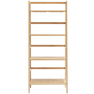 Scaffale espositivo a 4 livelli in bambù a trapezio, portaoggetti aperto, supporto autoportante per piante e fiori con organizer a scala - Product Image 5