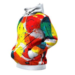 Pull à capuche en molleton 100% coton pour hommes, impression par sublimation 3D, motif uni teint pour l'hiver - Product Image 1