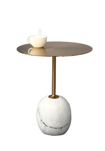 Modern End <b>Table</b> With Stone Base Round Top Side <b>Table</b> for Living Room Luxury Restaurants Hotel And Cafes - Product Image 3
