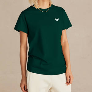 Camiseta de Algodón Personalizada OEM ODM al por Mayor, Cuello Redondo, Manga Corta, Unisex, Verde Oscuro, Fabricación de Ropa en Blanco - Product Image 4