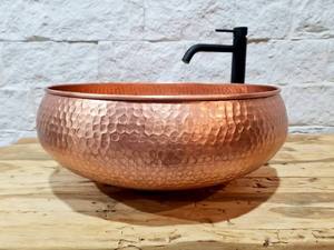 Copper Hammered Silver Single <b>Bowl</b> Rounded Kitchen <b>Wash</b> Basin <b>Wash</b> and Utensils Washer Sink Outer Mosaic Designer Sink Modern - Product Image 3