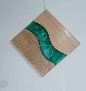 Posavasos de resina cuadrados al por mayor de alta calidad, nuevo diseño, posavasos de madera y resina en azul marrón para restaurante, oficina y uso en fiestas - Product Image 4