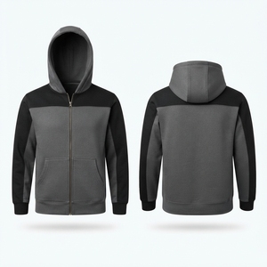 Sudadera con capucha y cremallera completa de diseño personalizado, 350GSM, forro polar térmico, con bloques de color, para hombre - Product Image 6