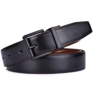 Cinturón ajustable con hebilla de calavera para hombre, de cuero genuino, informal, de 3,5 cm de ancho y 110 cm de largo, duradero y de alta calidad - Product Image 1