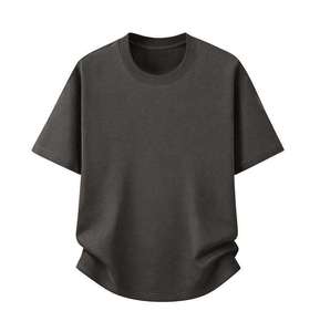 เสื้อยืดแขนสั้นคอกลมทรงโอเวอร์ไซส์สำหรับผู้ชาย สีพื้น ผ้าถักเนื้อนุ่ม 100% ผ้าฝ้าย ย้อมสีเขียวล้วน - Product Image 4