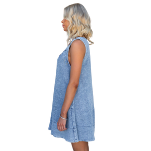 Vestido de Mezclilla Azul sin Mangas a la Moda para Mujer, Uso Diario Informal, Suministro de Fábrica al por Mayor - Product Image 2