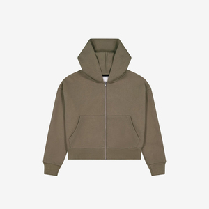 Heavy Weight 450gsm 100% Organic Cotton Boxy Fit Cropped Zip Up Hoodie Cozy Sweatfleece Perfect Zip Hoodie Thick Cotton Hoodie - Product Image 1
