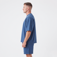 Ensembles décontractés surdimensionnés en coton et polyester pour hommes, survêtement personnalisé avec logo, t-shirt et short avec fermeture éclair