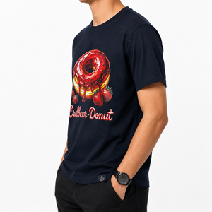 Camiseta de Hombre con Estampado de Donuts, Manga Corta, Cuello Redondo, Informal, de Algodón, Corte Regular, Tejido Jersey, Logotipo Frontal, Fabricante OEM ODM - Product Image 3
