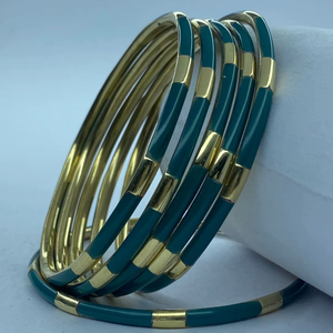 Premium Resin & <b>Gold</b> Plated <b>Bangles</b> <b>Set</b> for Women | Handmade Designer Stackable Bracelets | Fashion Jewelry Wholesale Supplier - Product Image 1