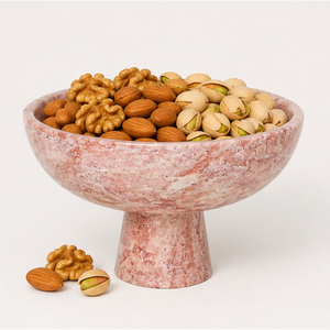 Customized Modern Luxury <b>Pink</b> Marble Pedestal <b>Bowl</b> Footed Stone Fruit <b>Bowl</b> Tabletop Decorative Serving <b>Bowl</b> for Home Hotel - Product Image 4