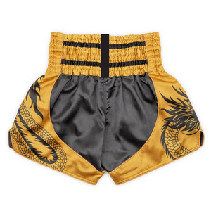 Pantalones Cortos de Muay Thai en Tela Satinada para Gimnasio, Boxeo, Karate, Entrenamiento, Combate, Ropa Ligera y Resistente para Artes Marciales - Product Image 3