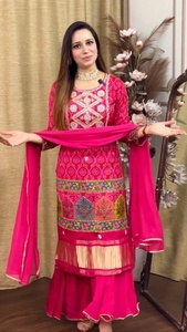 Nueva Colección de Diseñador, Conjunto de Sharara y Dupatta con Bordado Completamente Cosido, Salwar Kameez de Chinnon Pesado para Adultos, FATEMA FASHION - Product Image 4
