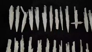 Points naturels de Scololite, cristal d'apophyllite - Product Image 3