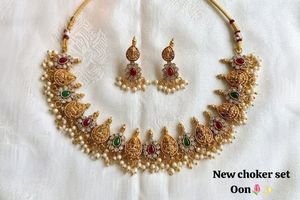 High Quality Traditional South Indian Ethnic Brass Bridal <b>Set</b> Zircon Flower Design Rose Gold Plated Third Party Certified Party - Product Image 2