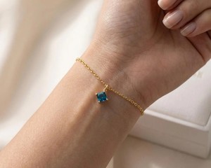 Platinum Freshwater Pearl & Blue Quartz Pendant Necklace Square Cut Gemstone Luxury Wedding <b>Gift</b> for Women - Product Image 2