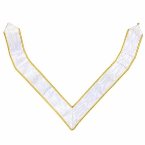 Collarette du 31e degré du Rite écossais en moiré blanc et or, ornée d'une garniture élégante et d'un design cérémoniel pour l'Inspecteur Inquisit. - Product Image 6