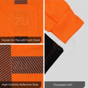 Camiseta Polo de Trabajo de Manga Larga con Reflectores de Seguridad, Ropa de Trabajo FR, ANSI Clase 1, con Luz LED Intermitente, Transpirable, Impermeable, Personalizada - Product Image 6