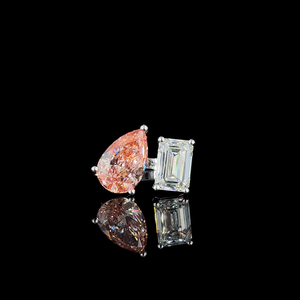 Luxury 18K Gold Lab Grown <b>Two</b> <b>Stone</b> Toi Et Moi <b>Ring</b> with Pear Cut Diamond IGI Certified Classic Engagement Jewelry for Women - Product Image 2