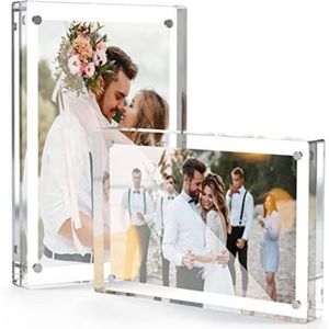 Cadre photo magnétique en acrylique transparent double face personnalisé, support de présentation de photos en lucite pour bureau - Product Image 4