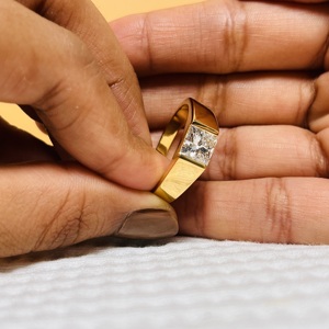 Anillo de Diamantes Solitario con Corte Princesa en Oro Rosa de 14K para Hombre, Certificado IGI, Diamante Cultivado en Laboratorio F VVS2, Estilo Clásico para Compromiso y Boda - Product Image 2