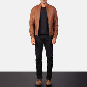 Blouson de moto en cuir de mouton pour homme, à capuche, col montant, logo personnalisé positionné à l'avant, style urbain, vente en gros - Product Image 2