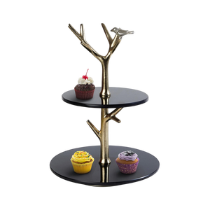 Two Tier Metal Cake Stand <b>Round</b> Dessert Display <b>Tray</b> For Cupcake Serving Home Use Reusable Decorations Food Serving <b>Tray</b> - Product Image 1