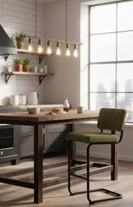 เก้าอี้รับประทานอาหารกำมะหยี่สไตล์ร่วมสมัย เบาะนุ่ม โครงโลหะ เหมาะสำหรับห้องนั่งเล่น ห้องครัว ร้านอาหาร คาเฟ่ เฟอร์นิเจอร์สำหรับนั่งในร่ม - Product Image 3