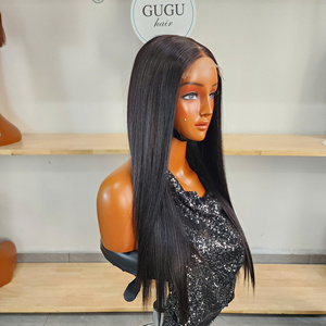 GUGU Hair 100% Vietnamese Virgin Human Hair Bone Straight <b>Wig</b> Black Lace Front for Lace Transparent <b>Long</b> 180% Density - Product Image 4