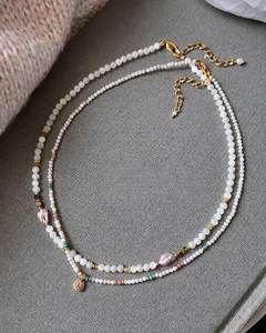 Freshwater Pearl Beaded <b>Necklace</b> Baroque Pearl Layered Choker 24K Gold Plated Minimalist Jewelry - Product Image 2