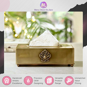 Boîte à mouchoirs en laiton doré faite à la main de qualité export – Décoration de table et d'intérieur la plus vendue, provenant d'un fabricant indien - Product Image 5