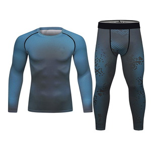 <b>Men's</b> Plus Size <b>Compression</b> Yoga Suit-Spandex/Nylon Seamless Four-Way Stretch Quick Dry High-Waisted 2-Piece Set - Product Image 1