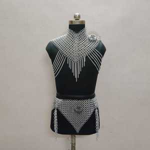 <b>Silver</b> Plated Stainless Steel Chainmail Top Skirt Irregular Fashion Armour <b>Wedding</b> <b>Dress</b> Jewelry Costume - Product Image 4