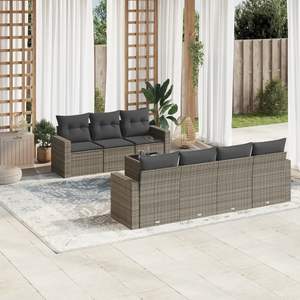 <b>Grey</b> Poly <b>Rattan</b> Garden <b>Sofa</b> Set with Powder-Coated Steel and Tempered Glass Premium Outdoor Furniture - Product Image 1