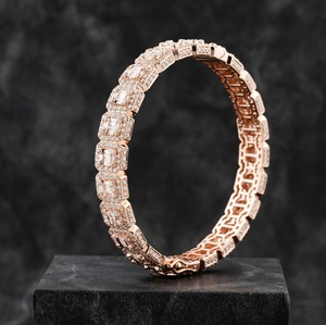 Handcrafted Iced Out Round Brilliant Cut Moissanite <b>Silver</b> Wrap <b>Bracelets</b> <b>Bangles</b> Rhodium Plated Unisex Men's KRISHNAM JEWELS - Product Image 2