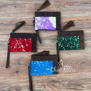 New Real Handmade Metallic Zipper Clutch <b>Small</b> Wristlet Cowhide Leather <b>Wallet</b> Rainbow Clutches With Tassel Women Stylish <b>Wallet</b> - Product Image 1