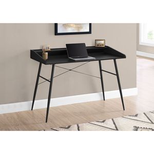 Scrivania Moderna Contemporanea da 48 Pollici per Ufficio Domestico con Ripiani Portaoggetti, Laminato Nero e Struttura in Metallo, Postazione di Lavoro per Laptop - Product Image 5
