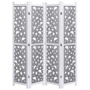 ฉากกั้นห้องไม้จริง 4 บาน สีเทา ขนาด 55.1"x65" ฉากกั้นห้องและฉากกั้นแบบหรูหรา - Product Image 1