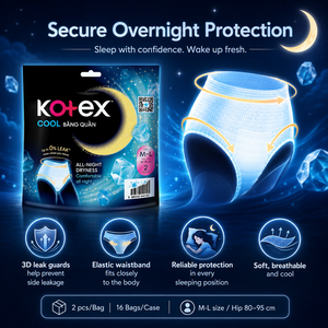 Kotex <b>Cool</b> Nighttime Panty <b>Pads</b> M-L - 2pcs/Bag | 10199 Heavy Absorbency Cooling Technology - Product Image 5