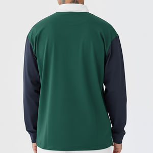 Camisetas Polo de Hombre Tejidas de Manga Larga con Bloques de Color y Logotipo Personalizado, a la Moda 2026, Transpirables, de Secado Rápido, para Uso Casual - Product Image 2
